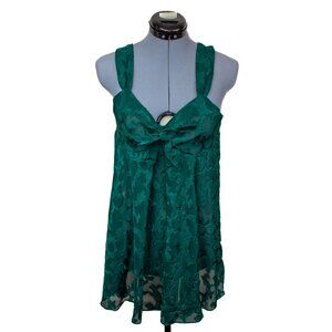 VTG VICTORIA SECRET Small Green Lingerie 90s Gold Label Nightie Lace Night Gown